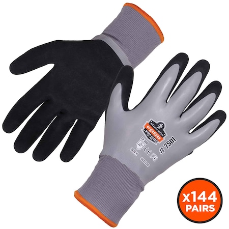 Ergodyne Gray Coated Waterproof Winter Work Gloves, XL, PK144 7501-CASE